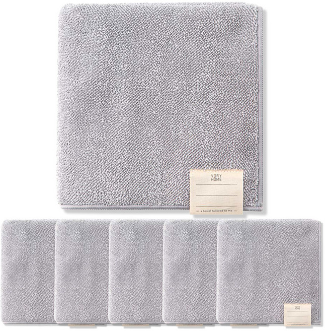 보리홈 나혼자쓰는 페이스타월 180g 극세사, 라이트 그레이, 6개