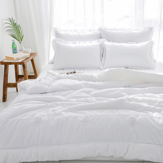 스코홈 순면 코튼소울 차렵이불 + 누빔 베개커버 세트