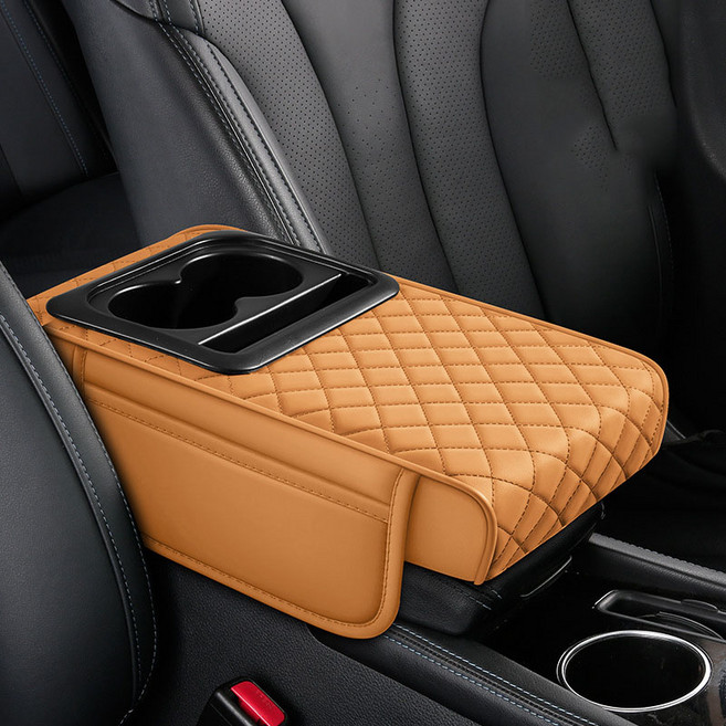 Ez2mk 편리한 차량용 컵홀더 수납 콘솔 팔걸이쿠션 MS-1730, 엠마브라운, 1개