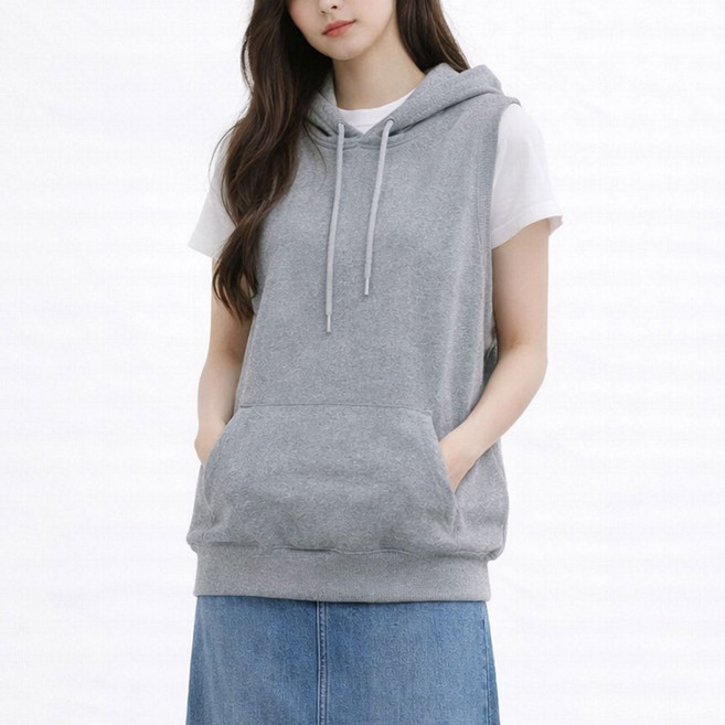 TheSirup 女款休閒口袋無袖連帽衫