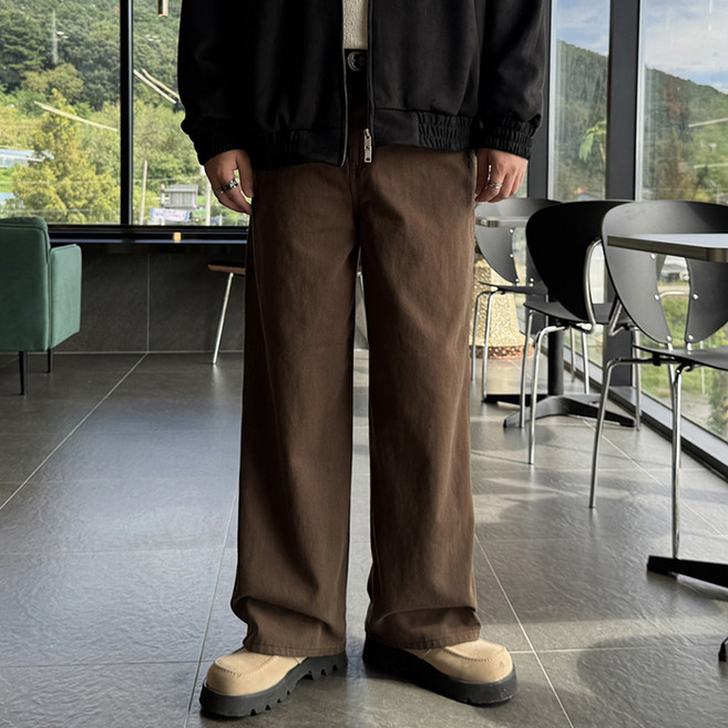 머시따 남성용 숏/기본/롱 기장 사이드 절개 라인 인밴딩 코튼 와이드 팬츠