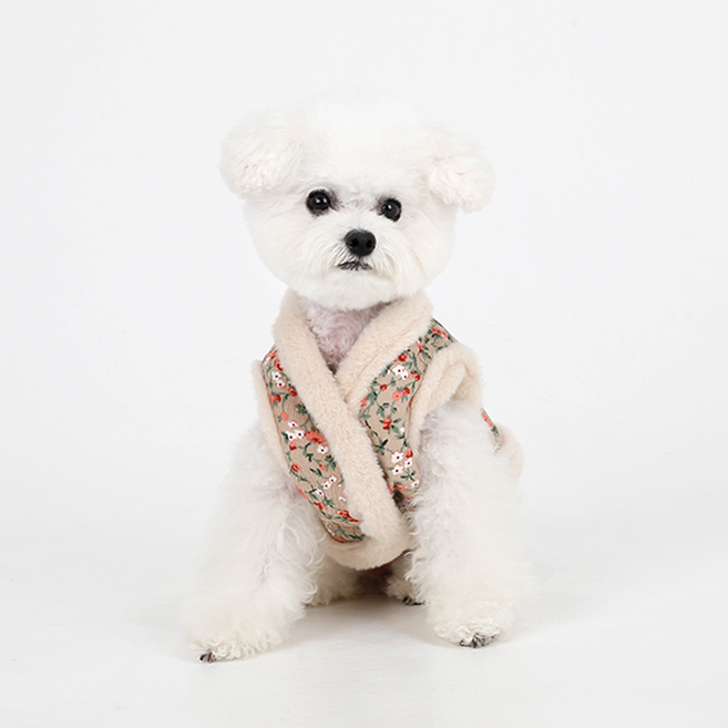 에이미러브즈펫 반려동물 할매 조끼점퍼, 베이지, 1개