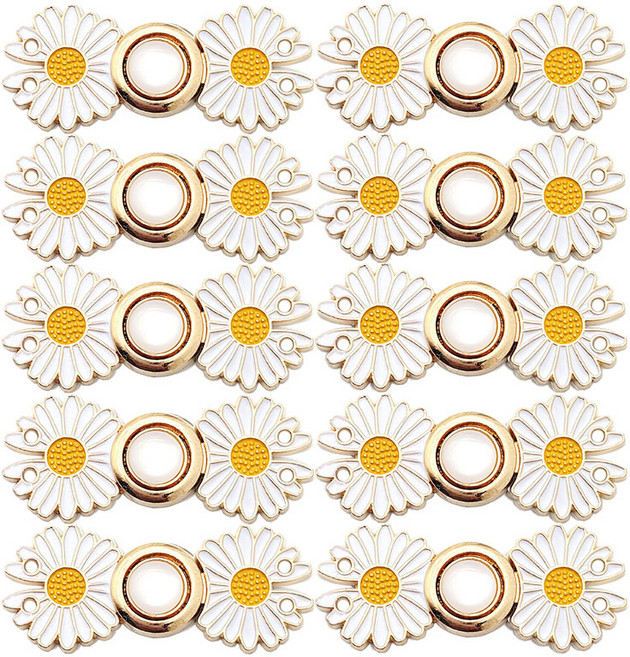 코히모 바지 허리조절 클립 단추 4W543 4.7 x 1.9 cm, 골드 + 화이트, 10개