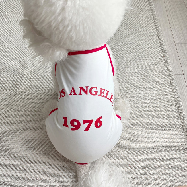 그루밍독 반려동물 로스엔젤레스 래쉬가드 나시 올인원, 레드, 1개