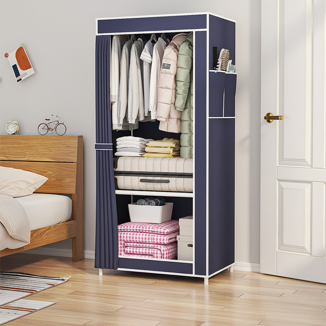 ROI Life 簡約簡易衣櫃 56 x 44 x 146 cm, 海軍藍
