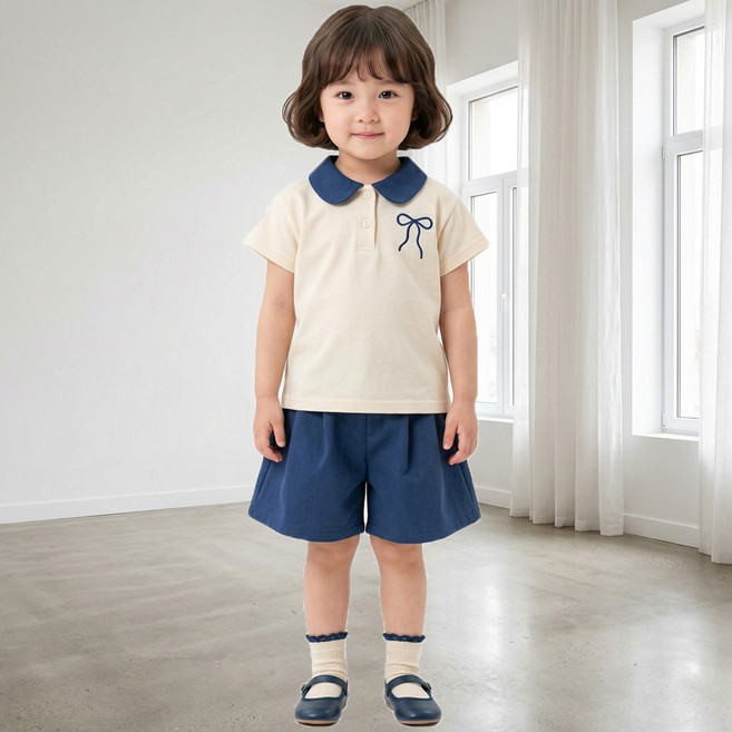 키즈꼬모 아동용 그레이스 반팔 상하의 세트