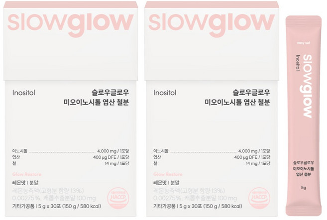 슬로우글로우 미오이노시톨 엽산 철분 30p, 150g, 2개