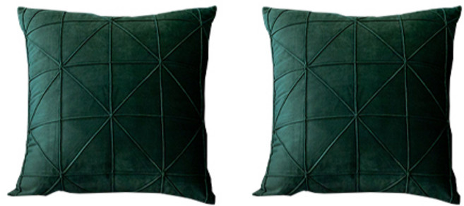 입체 자수 베개 벨벳 부드러운 천소재 소파쿠션 2p, 그린