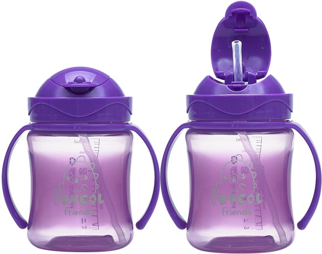 아이별프렌즈 국내 제조 플립컬러 빨대컵, 퍼플, 2개, 250ml