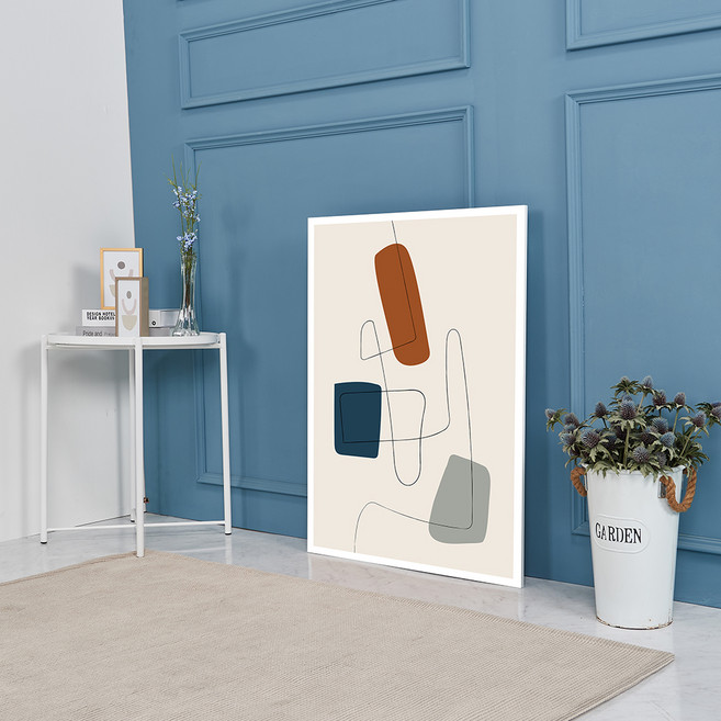 마니앤솔 높이조절 액자테이블 대, 라인아트 브라운