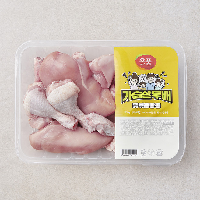 올품 닭가슴살 두배 닭볶음탕용 닭고기 (냉장), 1개, 1.3kg