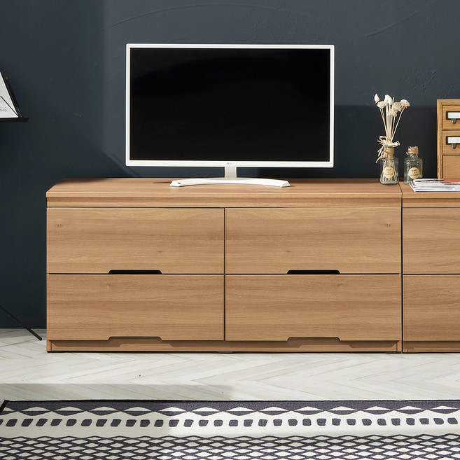 가이온 리빙 2단 거실장 1200 방문설치, 오크