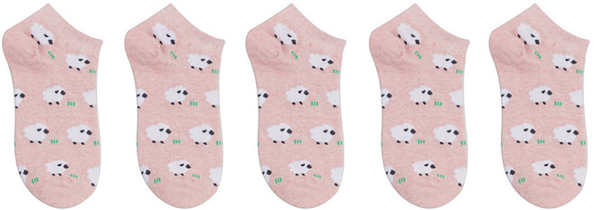 박군 여성용 학생용 PG 구름양 발목 양말 5족