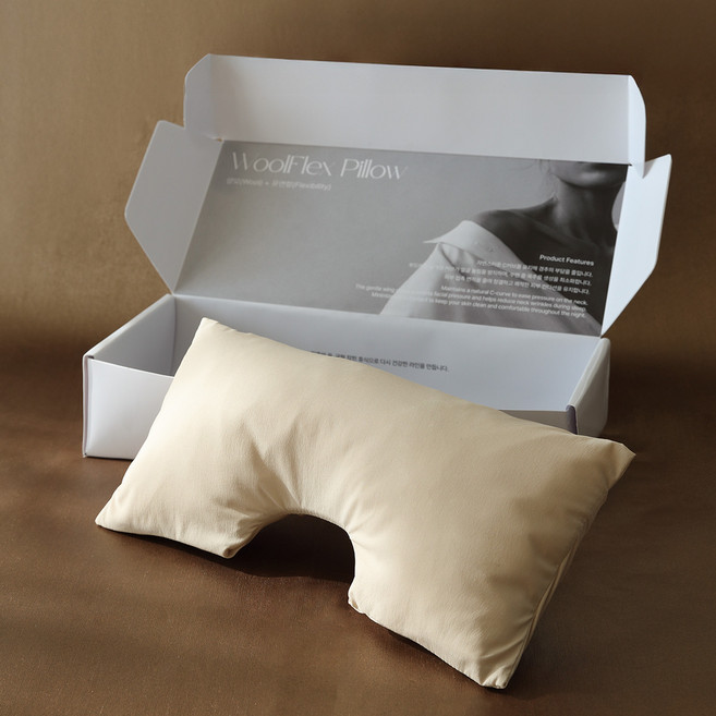 그린모먼트랩 목주름 케어 울플렉스 넥필로우 경추베개, 크림베이지, 1개