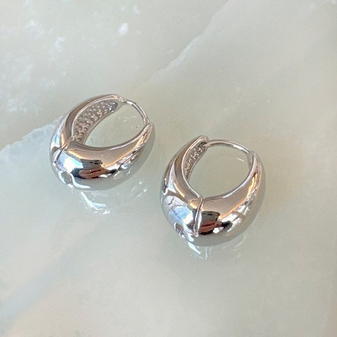 물든 여성용 볼륨 볼드 18kgf 은도금 원터치형 링귀걸이