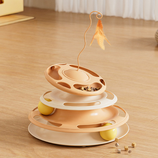 데이소이 고양이 4단 쳇바퀴 장난감 ONE SIZE, 3 오렌지, 1개