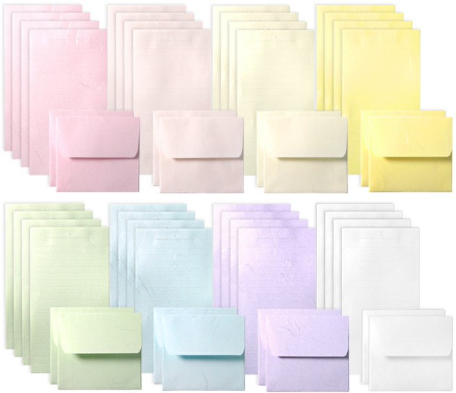 한지 미니 레인보우 편지지 8종 세트, 혼합색상, 1세트