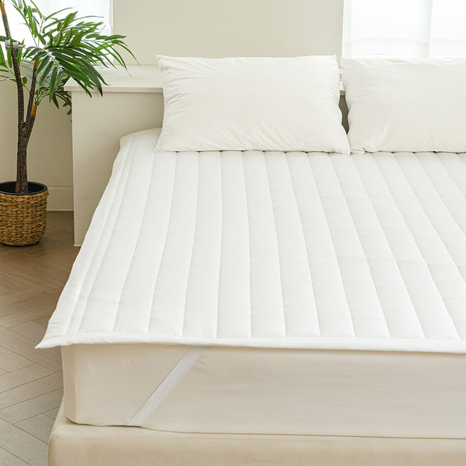 더자리 프리미엄 국내제조 세미마이크로 누빔 침대패드, 화이트