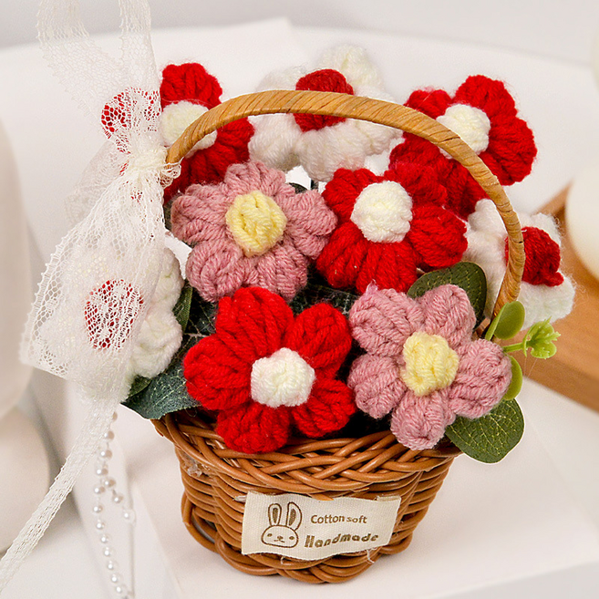 테이아 포근한 하루 니트 플라워 바스켓 인테리어 소품, 19 9송이, 1개