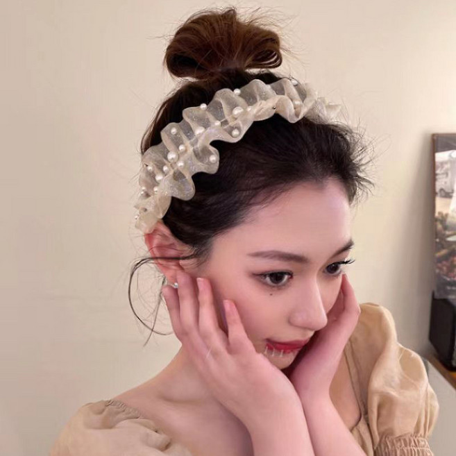 디멜디 레이스 진주 프릴 헤어밴드