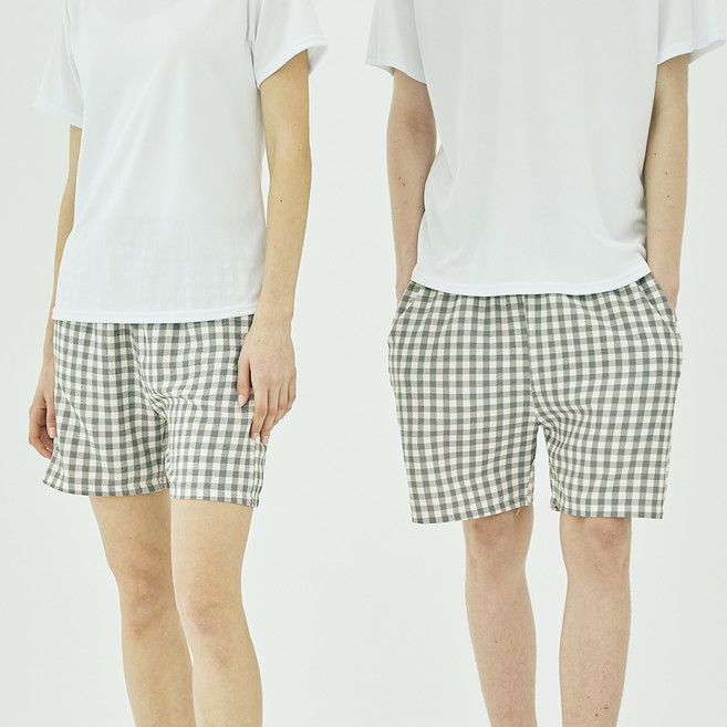 테라우드 커플용 윈디 체크 파자마 냉감 5부 바지