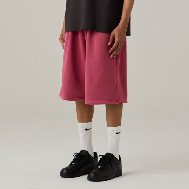 어반에이지 남녀공용 버뮤다 피그먼트 원턱 스웨트 숏 팬츠