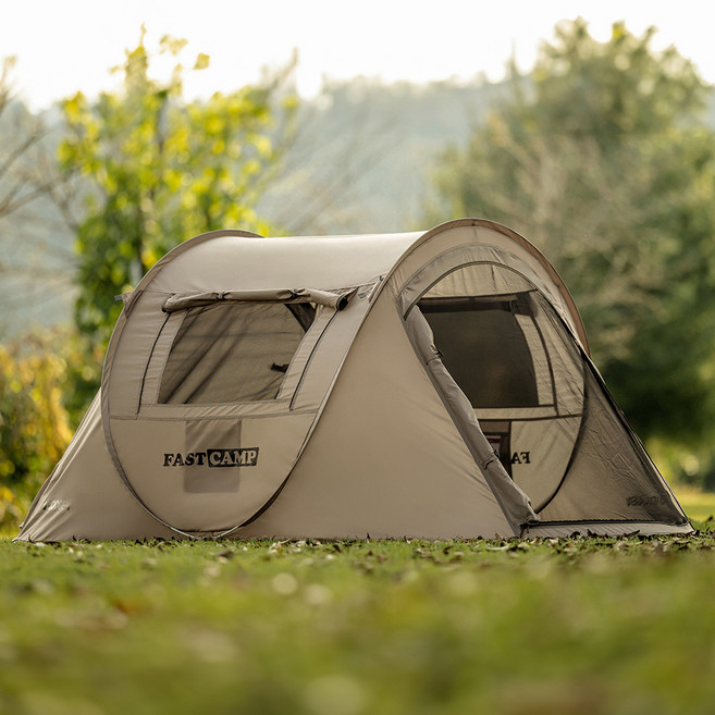 패스트캠프 베이직3 PLUS+ 원터치 팝업 텐트 그늘막, 탄, 3-4인용