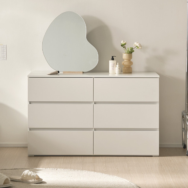 베이지메이트 리네아 서랍장 와이드 3단 6칸 방문설치, 화이트, 6개