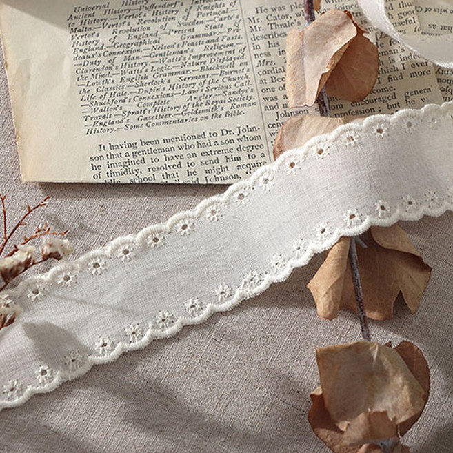 雙面菱格棉刺繡蕾絲 180公分, 2入, 自然原色