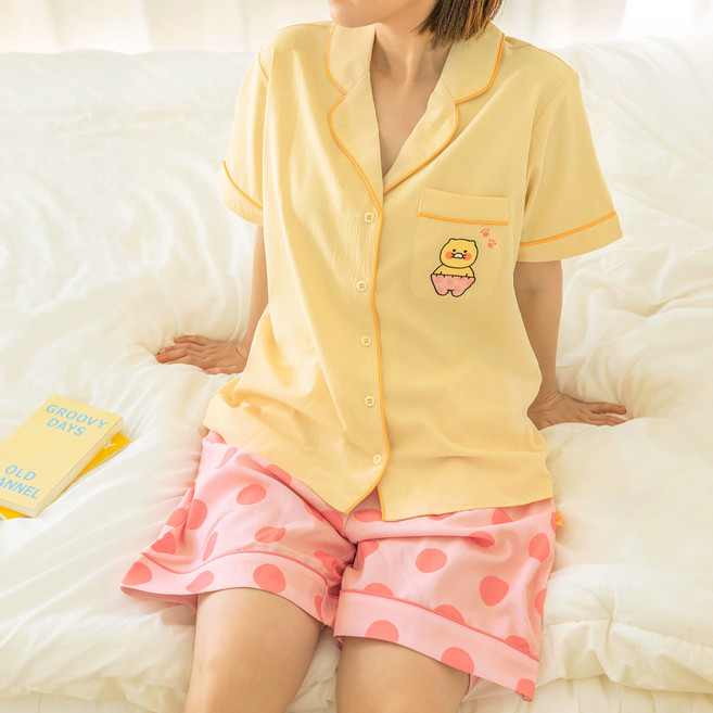 ICONS 女款 春植 涼爽短袖睡衣 上下套裝