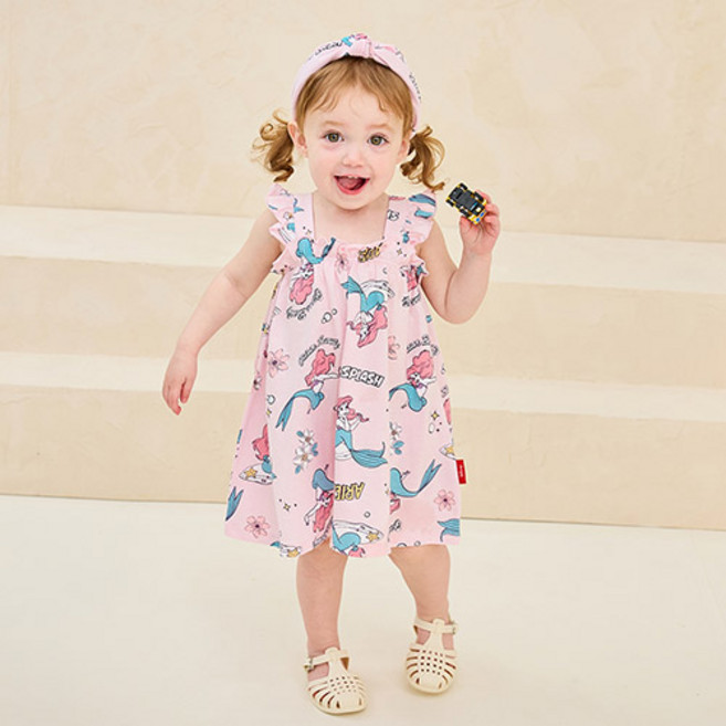 밀크마일 여아용 통기성 디즈니 인어공주 썸머파티 원피스