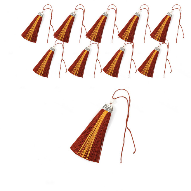 홈앤라이프 투톤 롱 태슬, 브라운, 10개