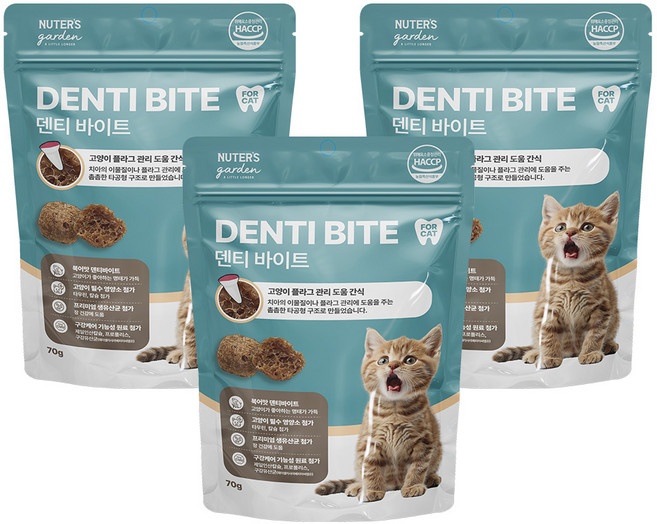 누터스가든 고양이 덴티바이트 이빨과자, 70g, 3개, 북어