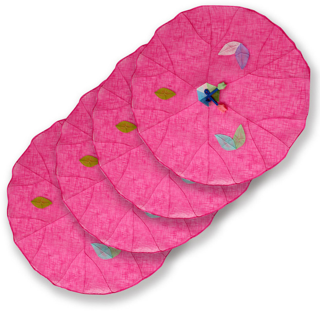 해피툴 나뭇잎 모시 조각 밥상보 핫핑크, 4개