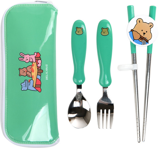 데일리라이크 마이 버디2 수저세트, 에메랄드, 스푼 + 포크 + 젓가락 + 케이스, 1세트