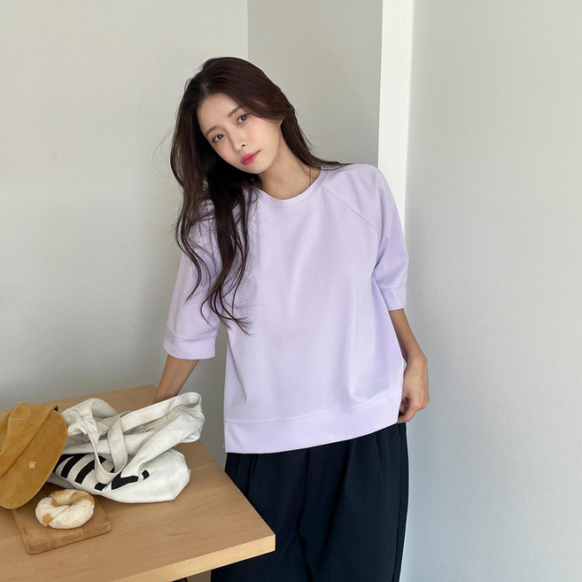 시크블랙 케삼소 나그랑 언발 오버핏 반팔 맨투맨 cpt17591k62