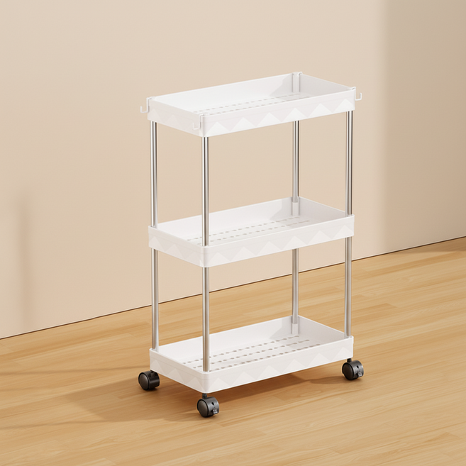 로이라이프 틈새형 다층 트롤리 40 x 20 x 58 cm, 흰색, 3단