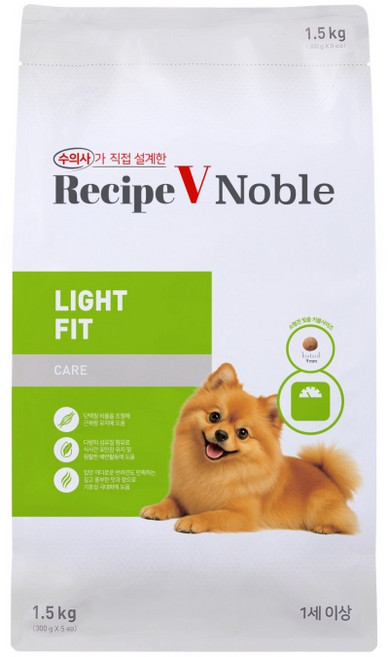 유한양행레시피브이 강아지 노블 미니 기능성 사료, 다이어트(체중감소), 1.5kg, 1개