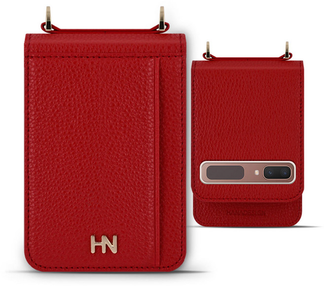 모란카노 스트랩 가죽 카드 수납 휴대폰 케이스