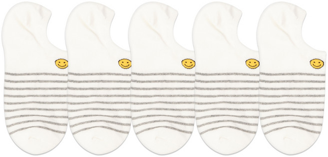 박군 남성용 미니 스마일 덧신 5족 세트