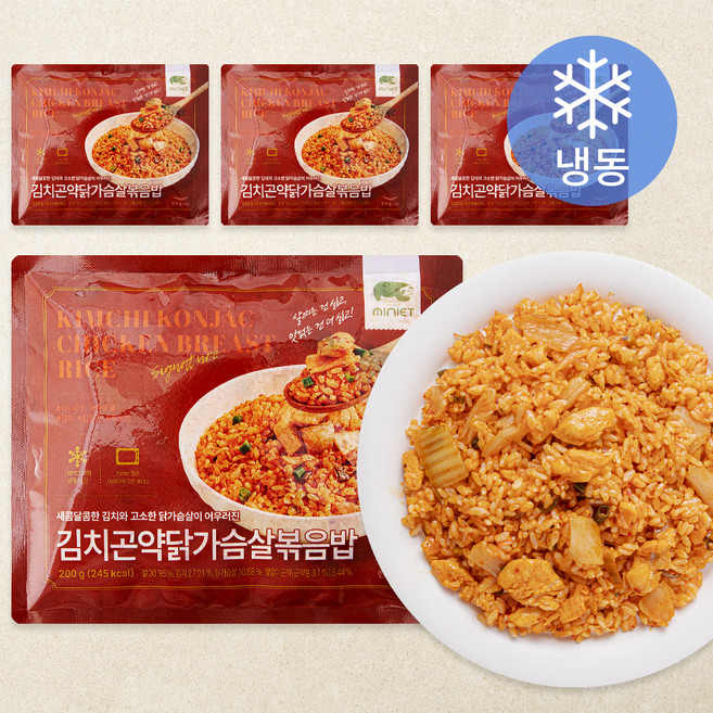 한우물 김치 곤약 닭가슴살 볶음밥 (냉동), 200g, 4개