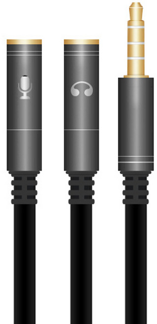 칼론 4극 헤드셋 변환 Y형 케이블, APC-A09, 블랙실버, 1개