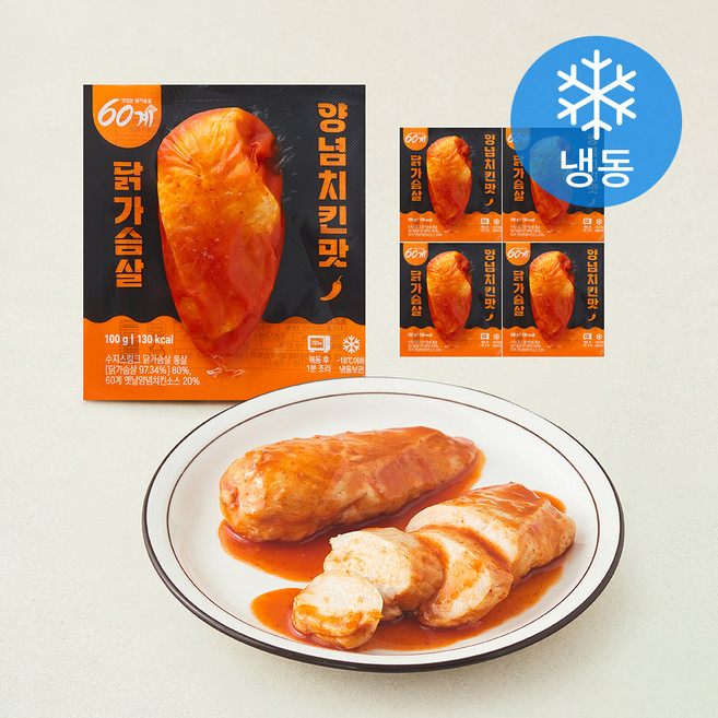 60계 소스 닭가슴살 양념치킨맛 (냉동), 100g, 5개, 1개입