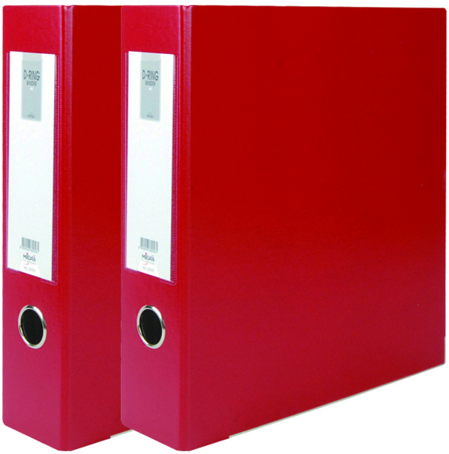 마이다스 D링 합지 바인더 명찰형 3공 A4 7cm, 적색, 2개
