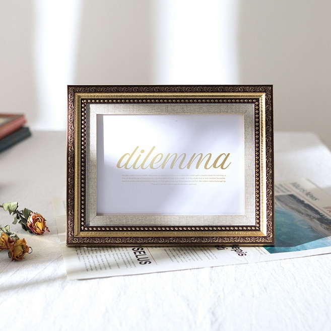 봄미르 유럽 복고풍 인테리어 탁상 액자, 1개, 앤틱 골드