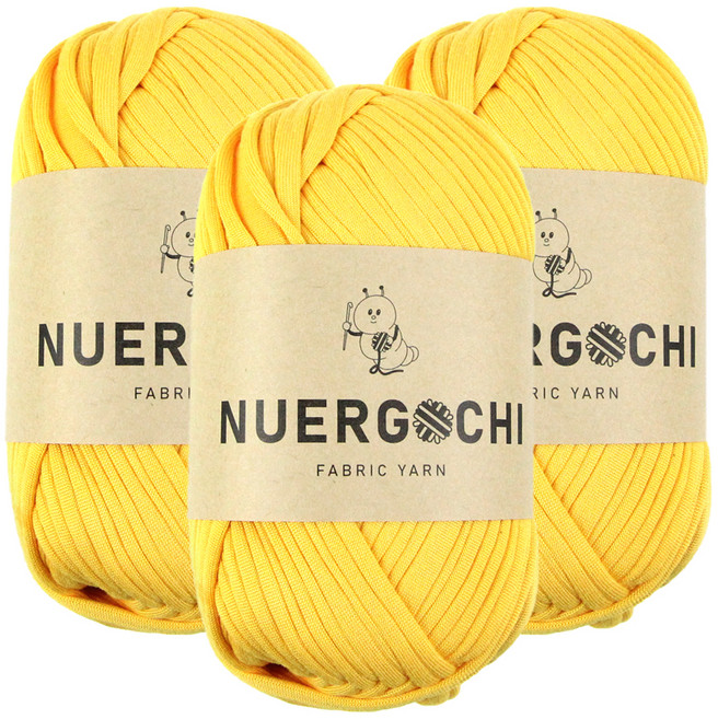 JSTrading 누에르고치 패브릭 얀 뜨개실 100g, 04 옐로우, 3개
