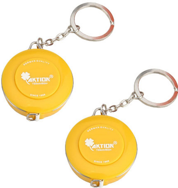 굿프랩 미니 열쇠고리 줄자 옐로우, 2개, 150cm