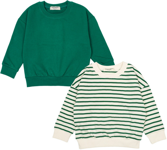 레인보우키즈 아동용 솔라단가라 맨투맨 2종 세트