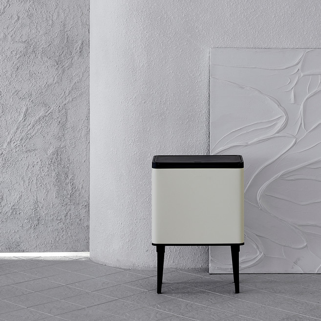 한샘 시그니처 터치빈 휴지통 30L, 크림 화이트