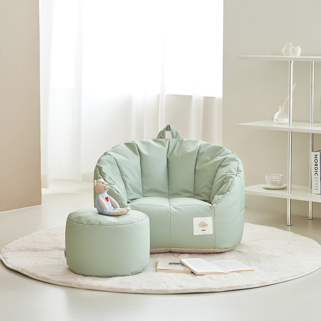 모데즈 빈백 소파 + 스툴 세트, 세이지그린